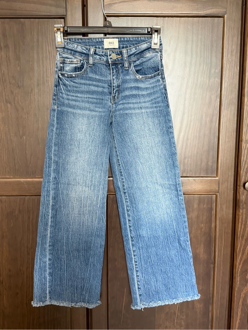 BKE Youth Mini Billie Wide Leg Jeans Raw Hem Girls 10R